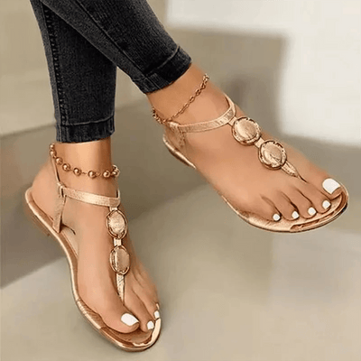 Ashford | Layla Women’s Flat Sandals – Thong Strap – Embellished – Ankle Support - Ashford London Clothing