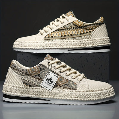 Ashford | Leif – Men’s Ethnic Patterned Canvas Sneakers - Ashford London Clothing