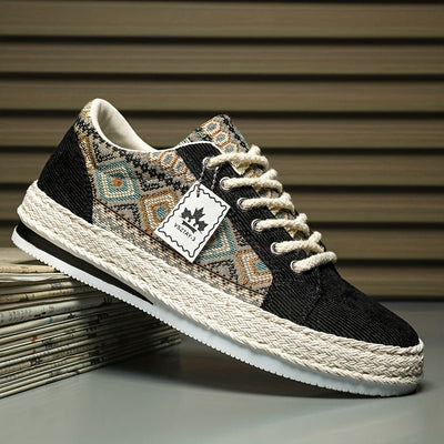 Ashford | Leif – Men’s Ethnic Patterned Canvas Sneakers - Ashford London Clothing
