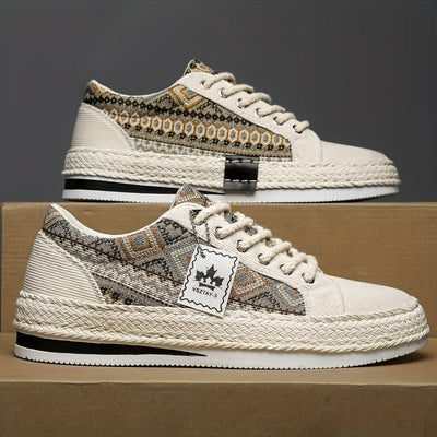 Ashford | Leif – Men’s Ethnic Patterned Canvas Sneakers - Ashford London Clothing