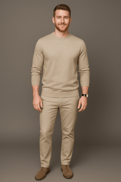 Ashford | Leo – Men’s Slim Fit Cotton Blend Crew Neck Sweater with Ribbed Trim - Ashford London Clothing