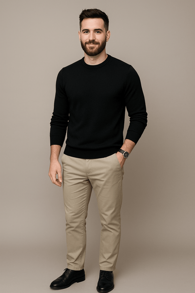 Ashford | Leo – Men’s Slim Fit Cotton Blend Crew Neck Sweater with Ribbed Trim - Ashford London Clothing