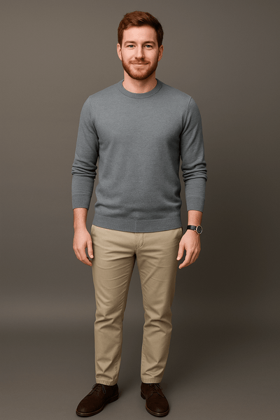 Ashford | Leo – Men’s Slim Fit Cotton Blend Crew Neck Sweater with Ribbed Trim - Ashford London Clothing