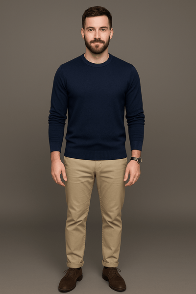 Ashford | Leo – Men’s Slim Fit Cotton Blend Crew Neck Sweater with Ribbed Trim - Ashford London Clothing