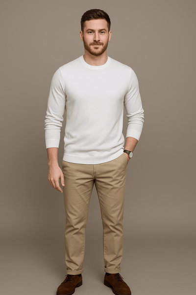 Ashford | Leo – Men’s Slim Fit Cotton Blend Crew Neck Sweater with Ribbed Trim - Ashford London Clothing