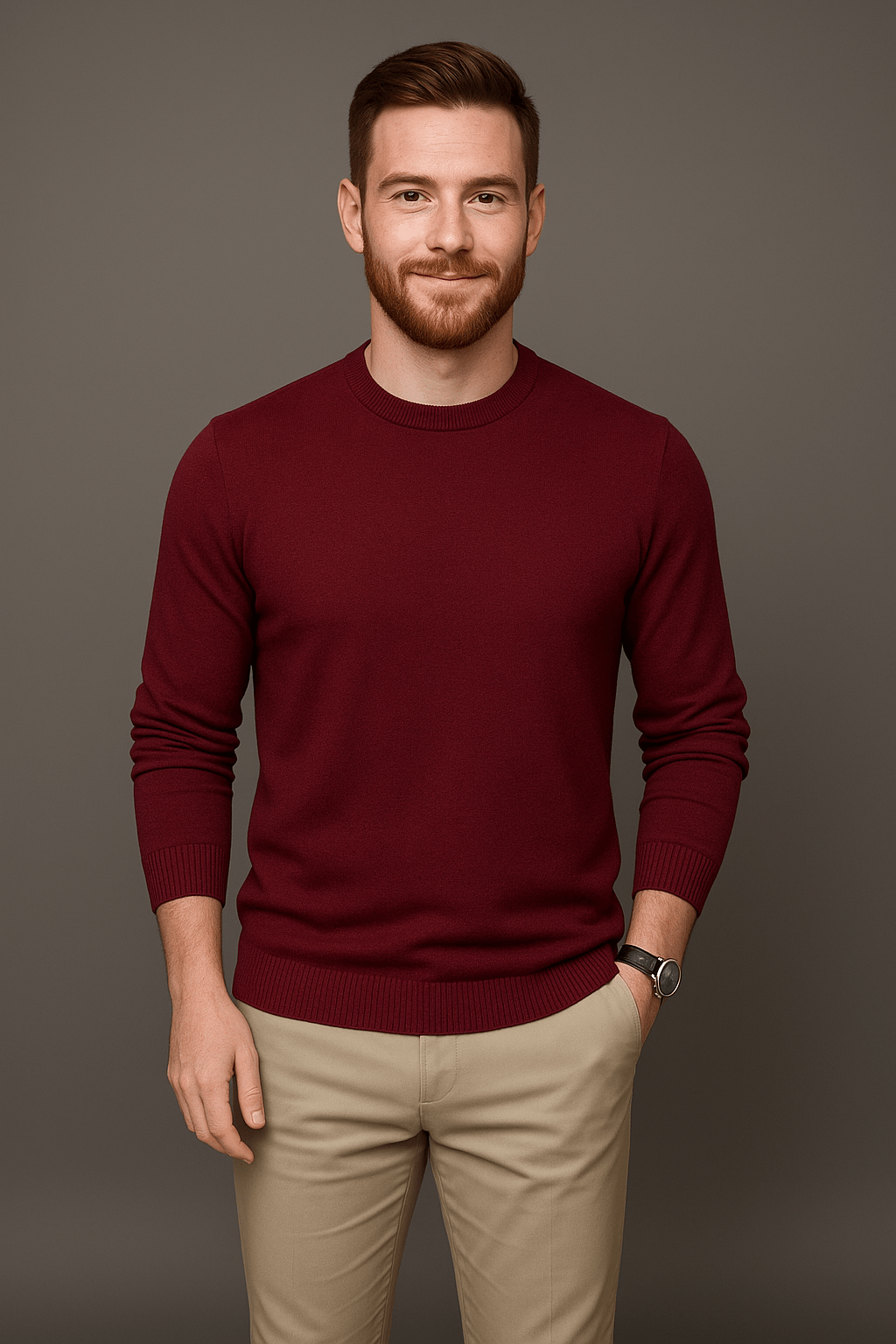 Ashford | Leo – Men’s Slim Fit Cotton Blend Crew Neck Sweater with Ribbed Trim - Ashford London Clothing