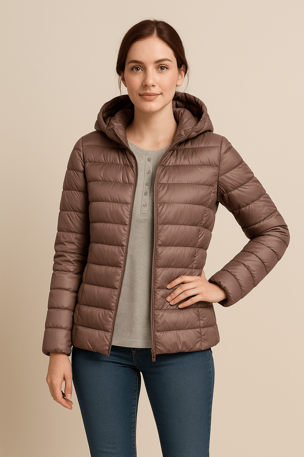 Ashford | Lillian – Women’s Tailored Quilted Down Jacket with Hood & Hip - Length Fit - Ashford London Clothing