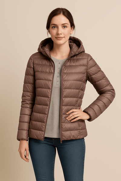 Ashford | Lillian – Women’s Tailored Quilted Down Jacket with Hood & Hip - Length Fit - Ashford London Clothing