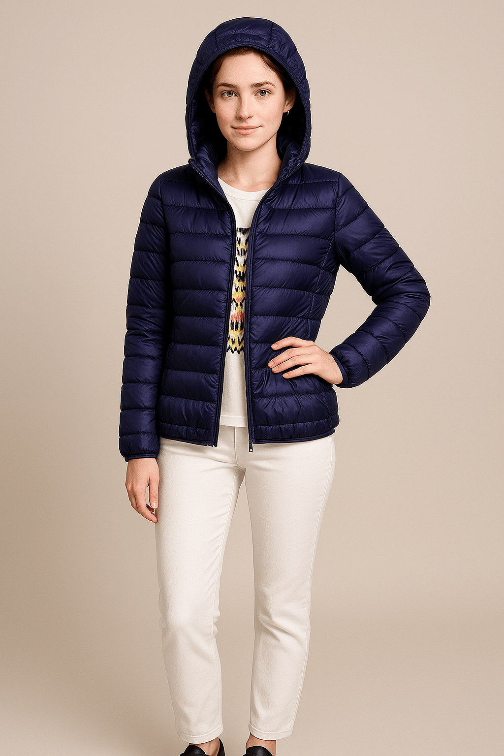 Ashford | Lillian – Women’s Tailored Quilted Down Jacket with Hood & Hip - Length Fit - Ashford London Clothing