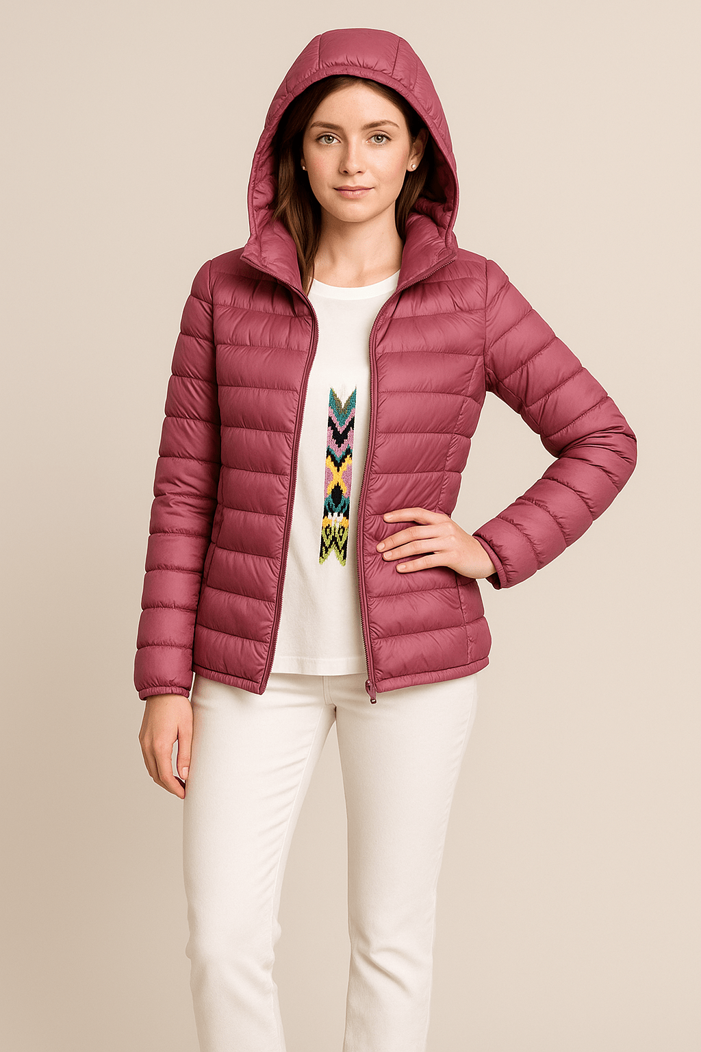 Ashford | Lillian – Women’s Tailored Quilted Down Jacket with Hood & Hip - Length Fit - Ashford London Clothing