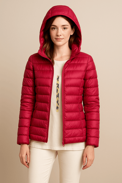 Ashford | Lillian – Women’s Tailored Quilted Down Jacket with Hood & Hip - Length Fit - Ashford London Clothing