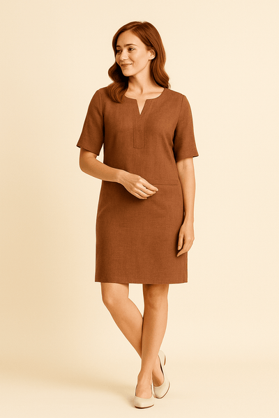 Ashford | Linen Style Shift Dress - Ashford London Clothing