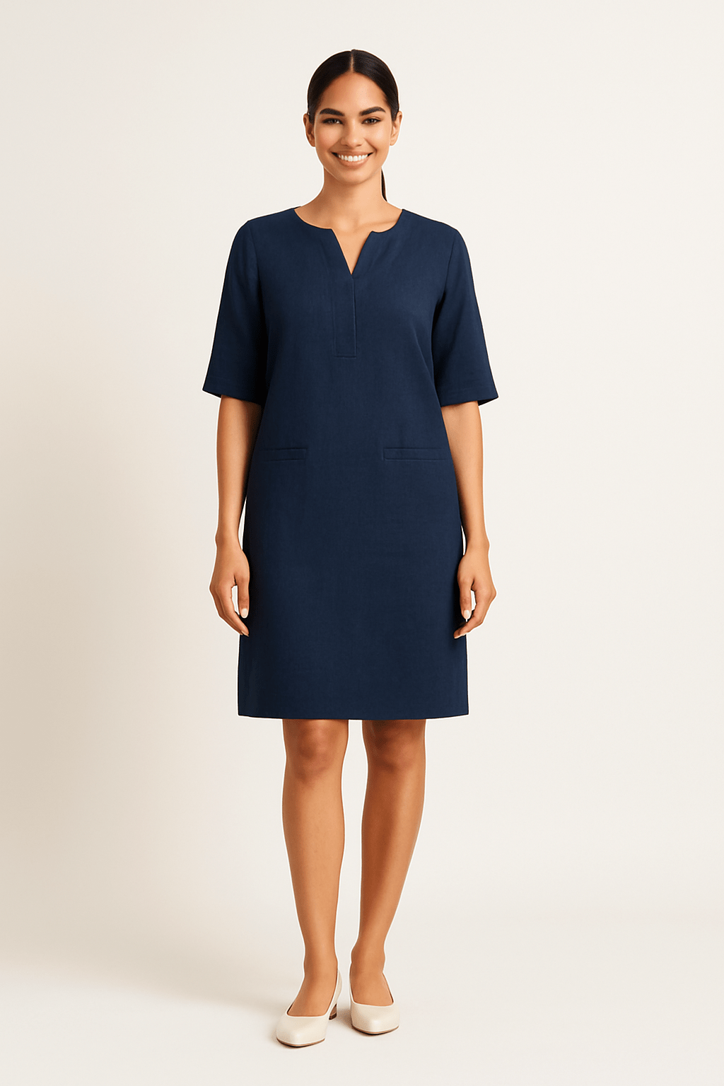 Ashford | Linen Style Shift Dress - Ashford London Clothing