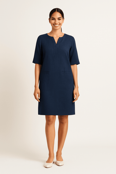 Ashford | Linen Style Shift Dress - Ashford London Clothing