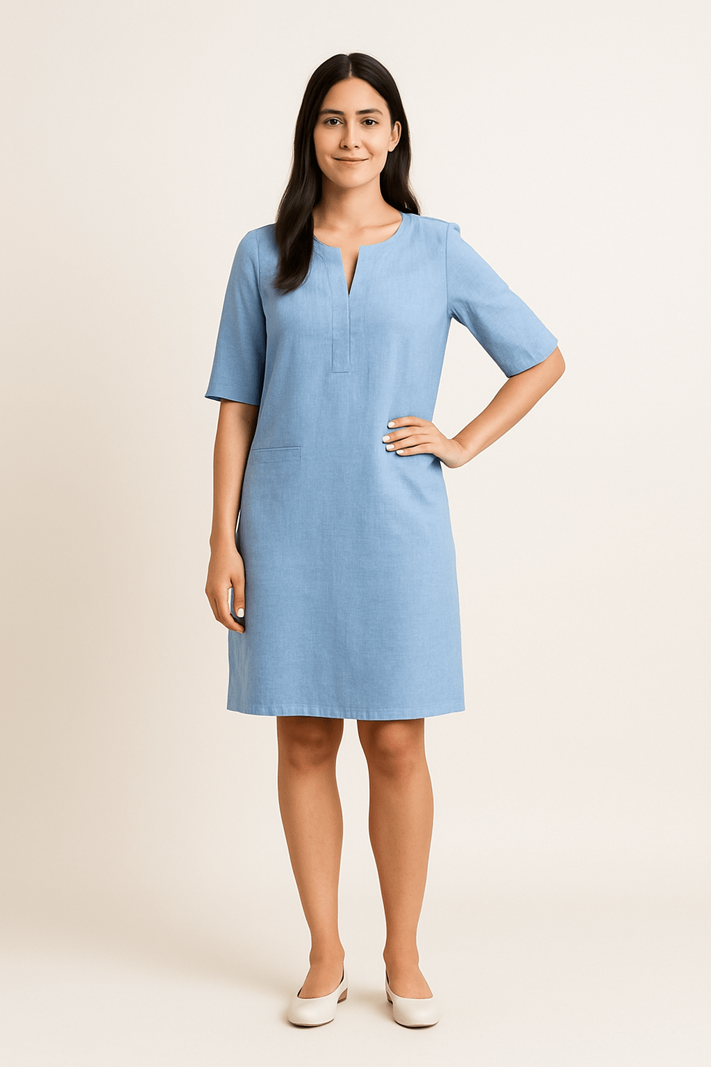 Ashford | Linen Style Shift Dress - Ashford London Clothing