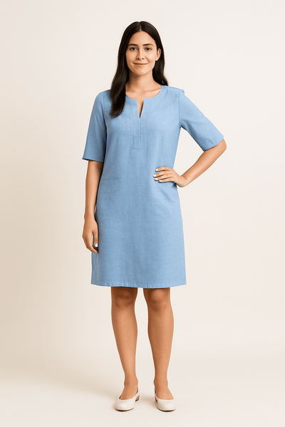 Ashford | Linen Style Shift Dress - Ashford London Clothing