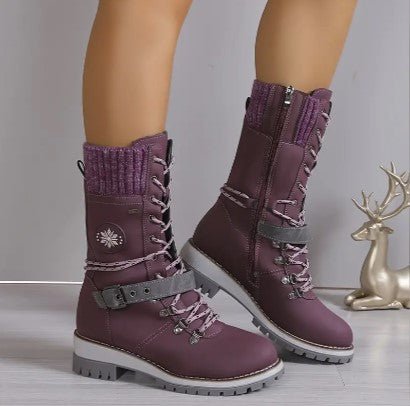 Ashford | Linnea – Women’s High - Top Lace - Up Winter Boots with Knitted Cuff & Rugged Sole - Ashford London Clothing