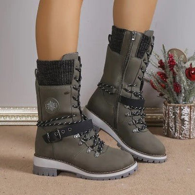 Ashford | Linnea – Women’s High - Top Lace - Up Winter Boots with Knitted Cuff & Rugged Sole - Ashford London Clothing