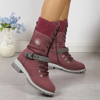 Ashford | Linnea – Women’s High - Top Lace - Up Winter Boots with Knitted Cuff & Rugged Sole - Ashford London Clothing