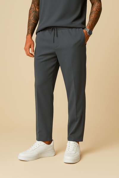 Ashford | Loose Fit Diver Fabric Trousers with Structured Drape - Ashford London Clothing