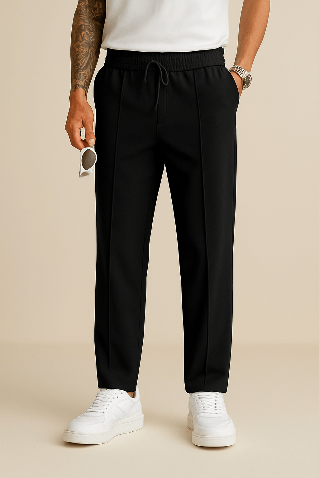 Ashford | Loose Fit Diver Fabric Trousers with Structured Drape - Ashford London Clothing