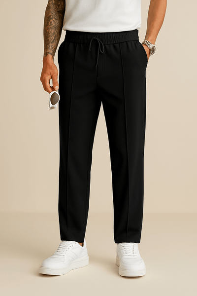 Ashford | Loose Fit Diver Fabric Trousers with Structured Drape - Ashford London Clothing