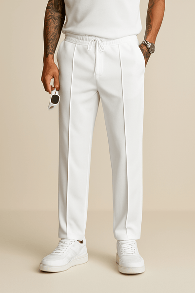 Ashford | Loose Fit Diver Fabric Trousers with Structured Drape - Ashford London Clothing