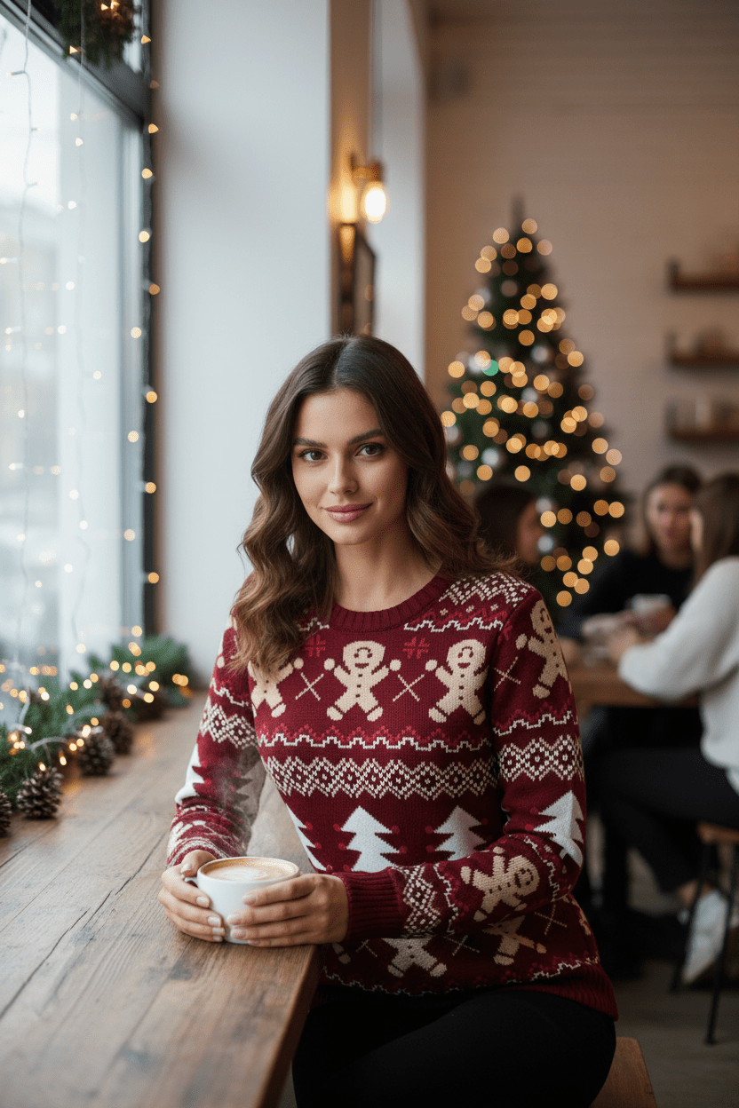Ashford | Lune – Women’s Relaxed Jacquard Knit Sweatshirt with Holiday Pattern - Ashford London Clothing