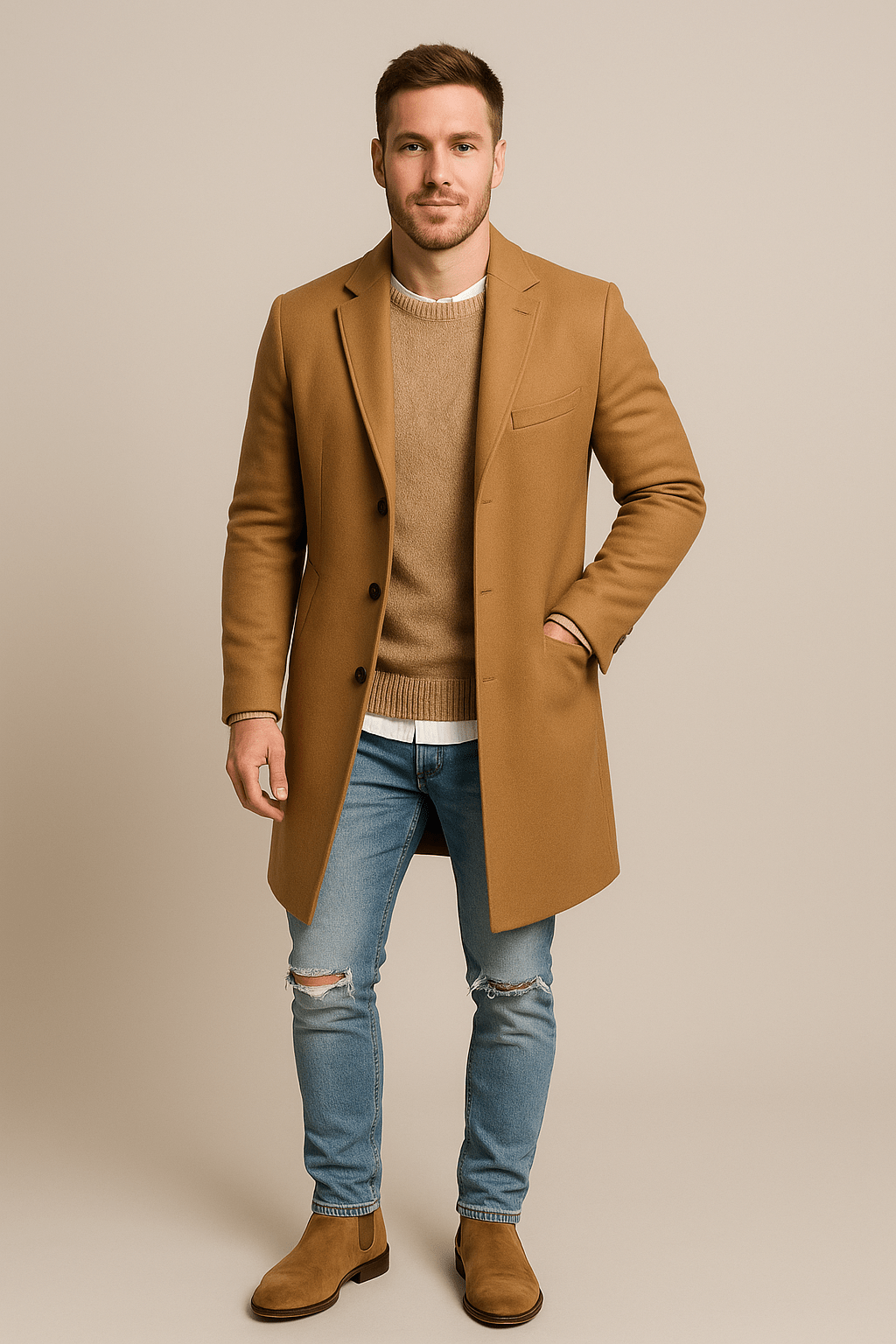 Ashford | Magnus – Men’s Full - Length Tailored Trench Coat with Lapel Collar - Ashford London Clothing