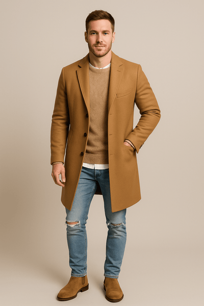 Ashford | Magnus – Men’s Full - Length Tailored Trench Coat with Lapel Collar - Ashford London Clothing