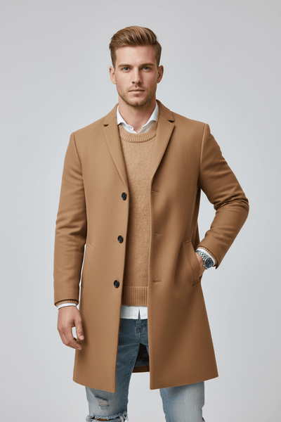 Ashford | Magnus – Men’s Full - Length Tailored Trench Coat with Lapel Collar - Ashford London Clothing