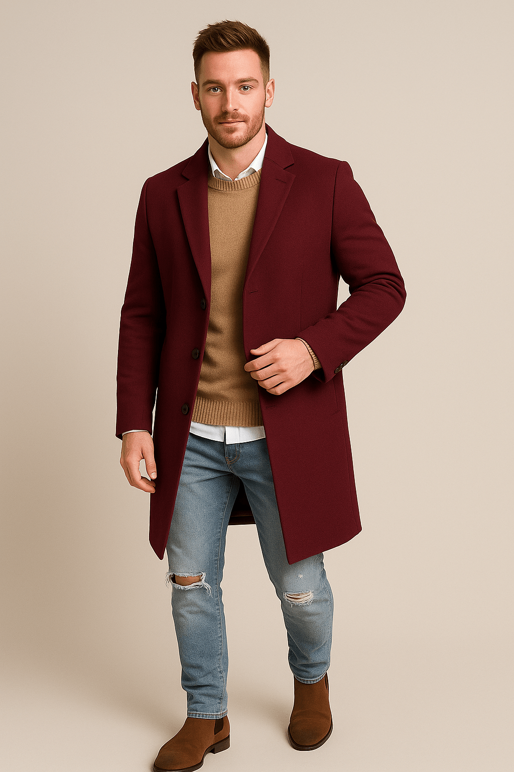 Ashford | Magnus – Men’s Full - Length Tailored Trench Coat with Lapel Collar - Ashford London Clothing