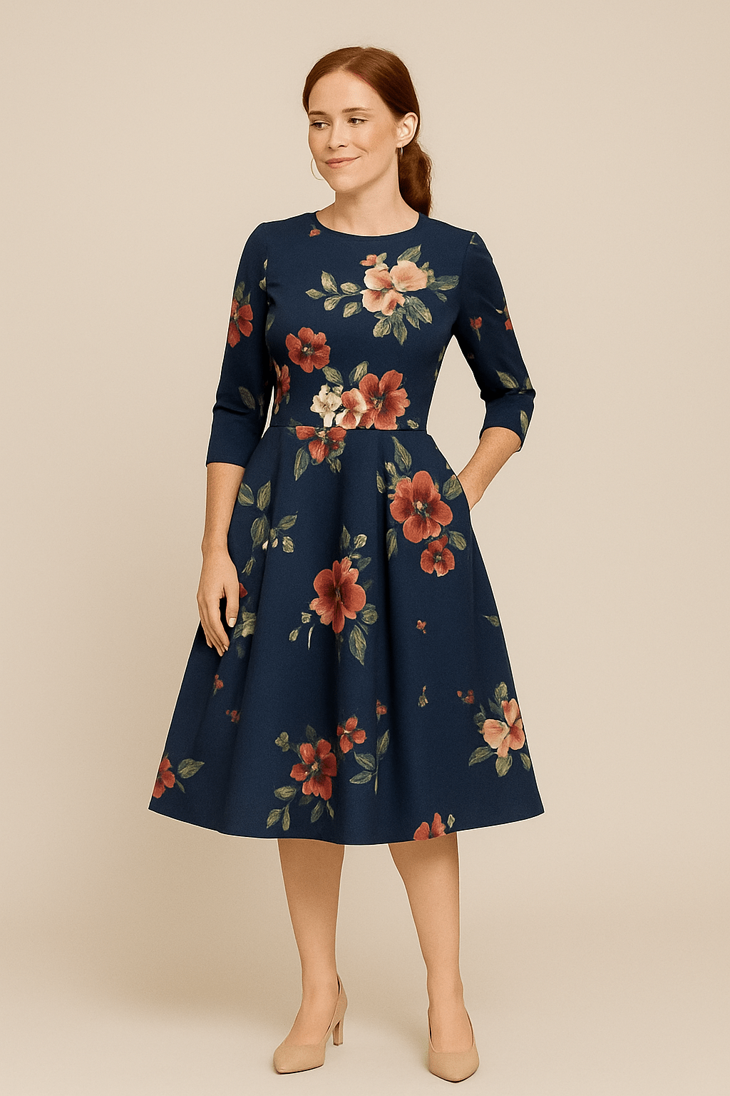 ASHFORD | Malia Women's A - Line Dress - Floral Print Elegant Style - Ashford London Clothing