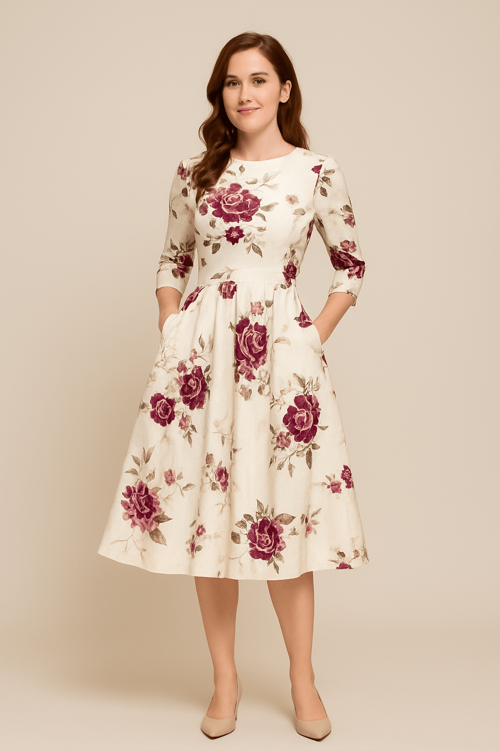 ASHFORD | Malia Women's A - Line Dress - Floral Print Elegant Style - Ashford London Clothing