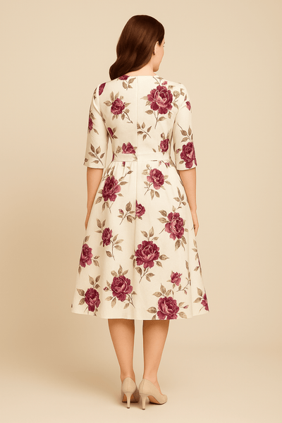 ASHFORD | Malia Women's A - Line Dress - Floral Print Elegant Style - Ashford London Clothing