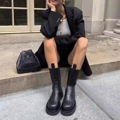 Ashford | Malia – Women’s Pull - On Mid - Calf Boots with Sleek Fit & Chunky Sole - Ashford London Clothing
