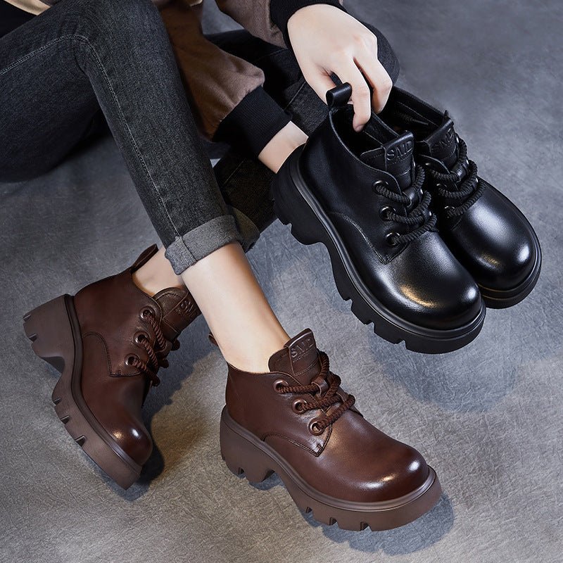 Ashford | Maren – Women’s High - Top Leather Ankle Boots with Chunky Sole & Lace - Up - Ashford London Clothing
