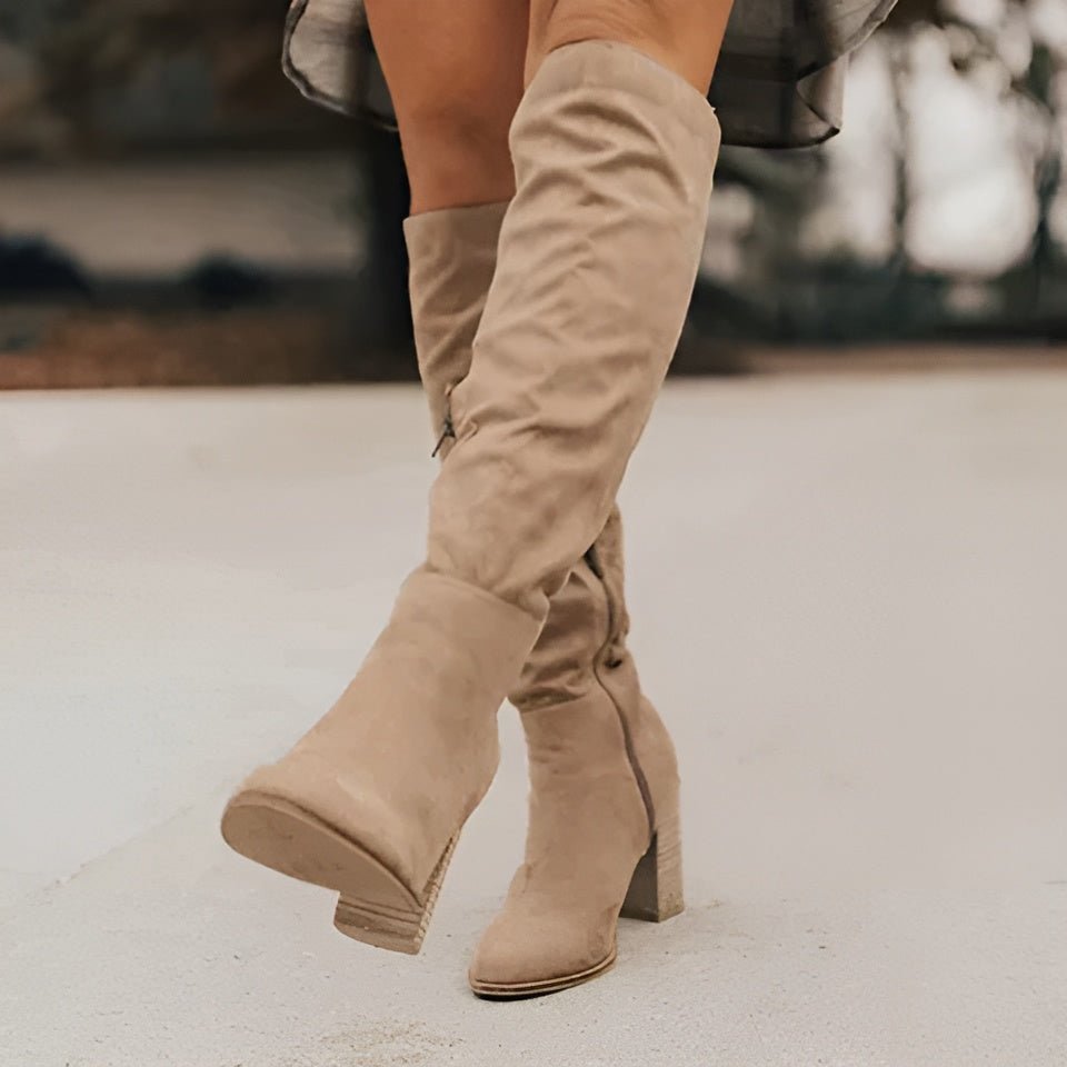 Ashford | Maren – Women’s Knee - High Suede Boots with Side Zip & Cushioned Insole - Ashford London Clothing