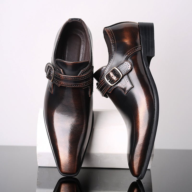 Ashford | Mateo – Men’s Patent Monk Strap Shoes – Elegant Almond Toe, Padded Insoles - Ashford London Clothing
