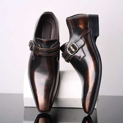 Ashford | Mateo – Men’s Patent Monk Strap Shoes – Elegant Almond Toe, Padded Insoles - Ashford London Clothing