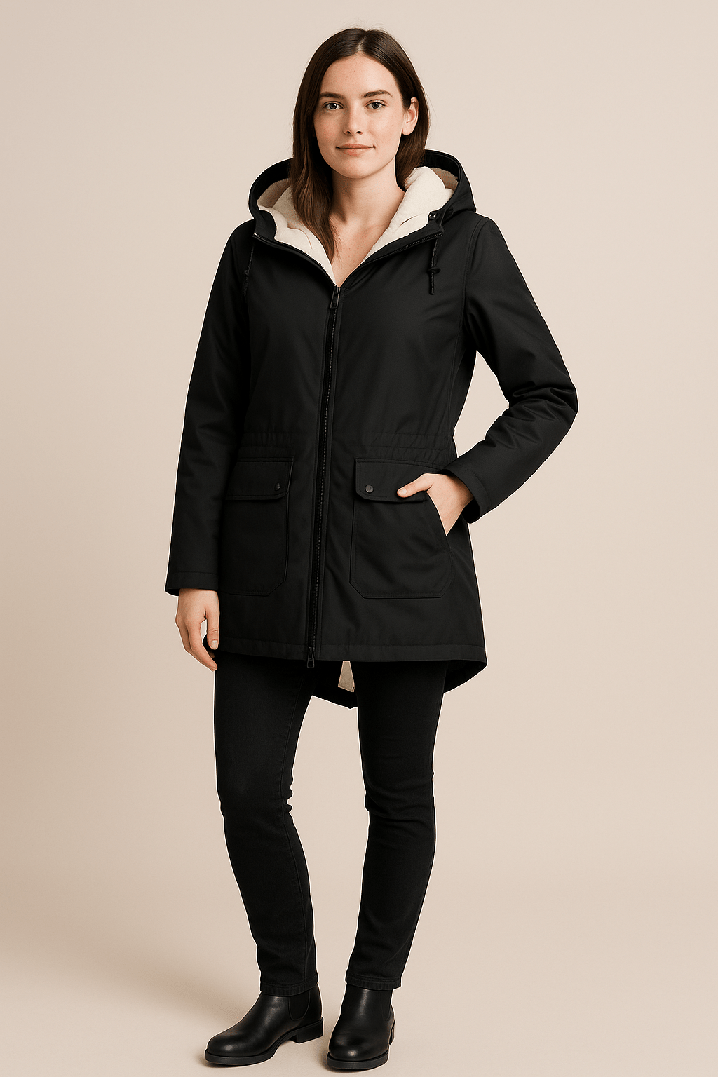 Ashford | Meera – Women’s Waterproof Fleece - Lined Hooded Trench Coat with Tailored Fit - Ashford London Clothing
