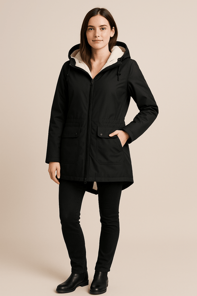 Ashford | Meera – Women’s Waterproof Fleece - Lined Hooded Trench Coat with Tailored Fit - Ashford London Clothing