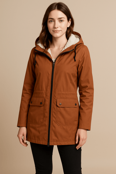 Ashford | Meera – Women’s Waterproof Fleece - Lined Hooded Trench Coat with Tailored Fit - Ashford London Clothing
