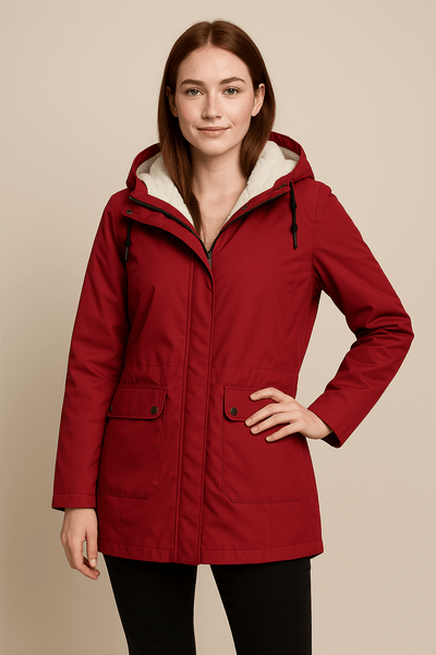 Ashford | Meera – Women’s Waterproof Fleece - Lined Hooded Trench Coat with Tailored Fit - Ashford London Clothing
