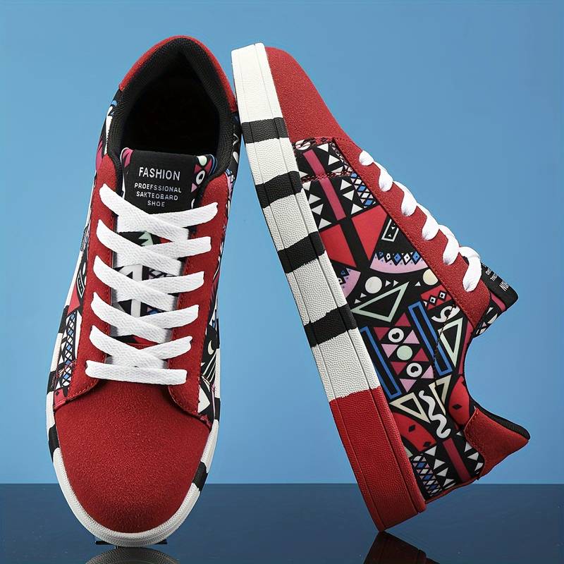Ashford | Men’s Low - Top Sneakers – Geometric Canvas Upper – Rubber Sole - Ashford London Clothing
