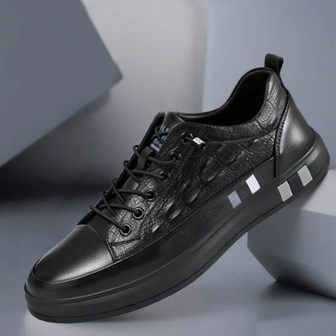 Ashford | Men’s Sneakers – Quilted Leather Low - Top Lace - Up – Cushioned Sole - Ashford London Clothing