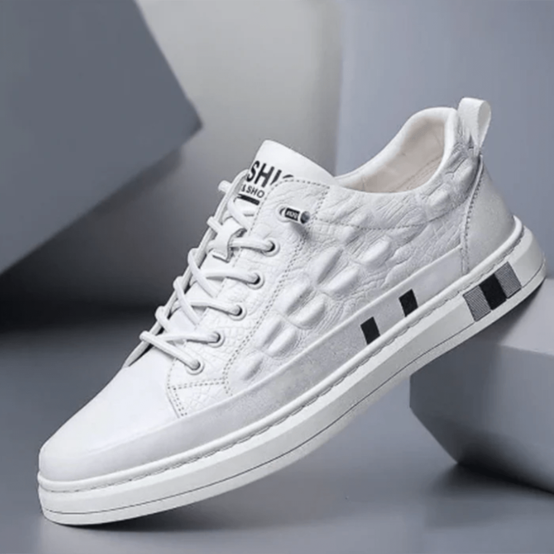 Ashford | Men’s Sneakers – Quilted Leather Low - Top Lace - Up – Cushioned Sole - Ashford London Clothing