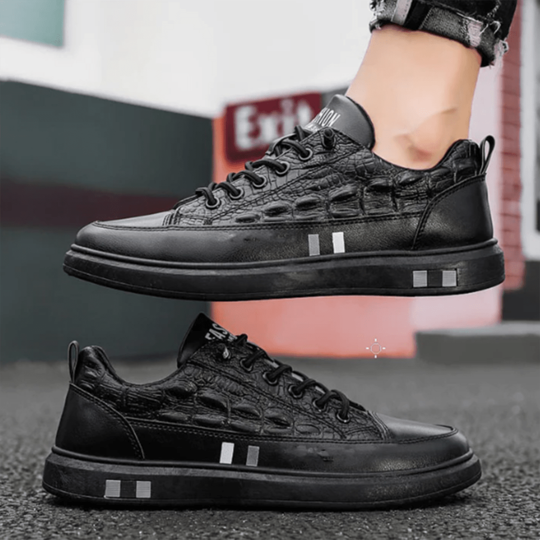 Ashford | Men’s Sneakers – Quilted Leather Low - Top Lace - Up – Cushioned Sole - Ashford London Clothing