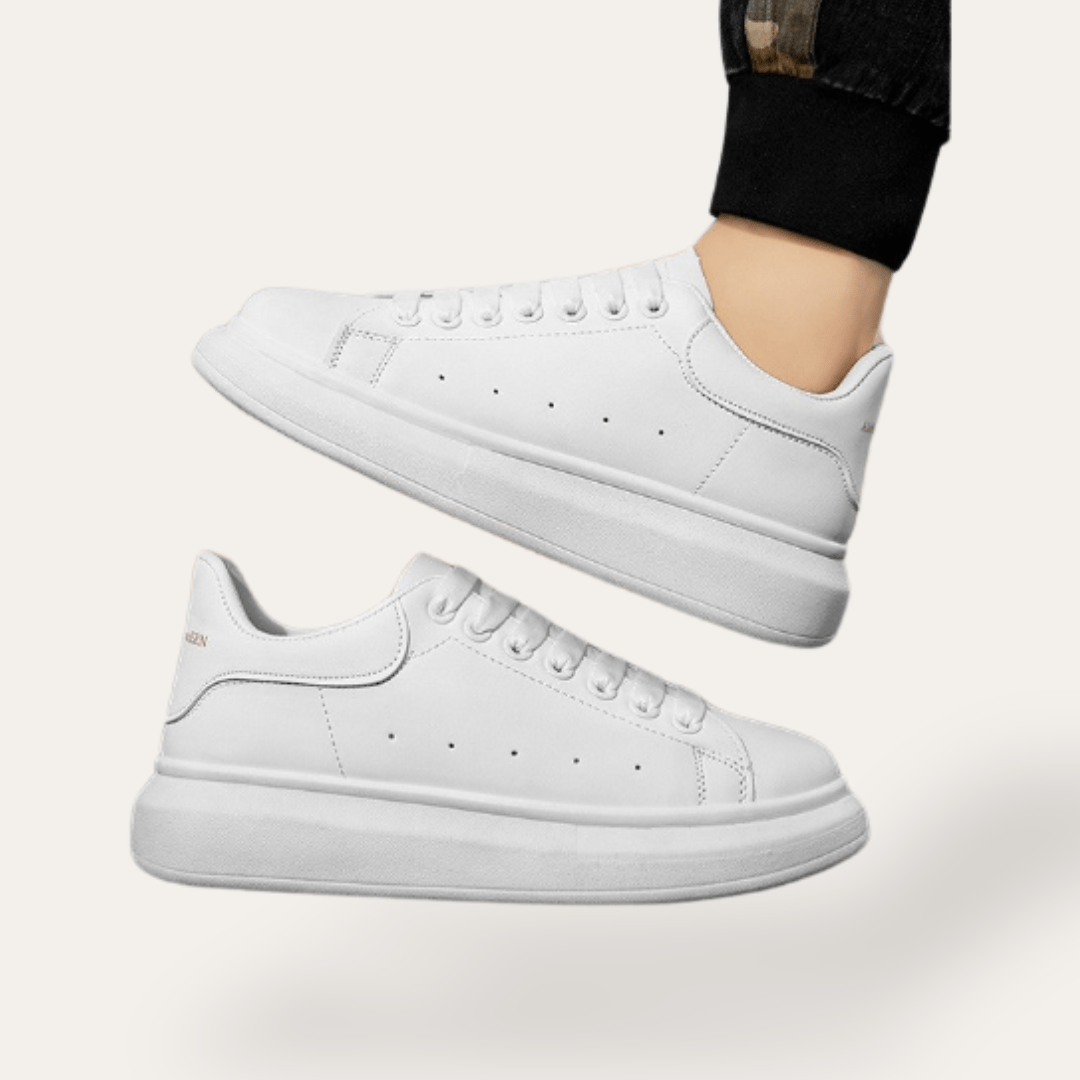 Ashford | Men’s Sneakers – Smooth Leather Low Top Lace - Up – Breathable Perforated Panels - Ashford London Clothing
