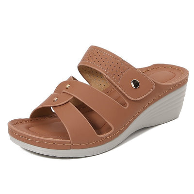 Ashford | Mia Women’s Wedge Sandals – Slip - On – Rivet Strap – Cushioned Insole - Ashford London Clothing